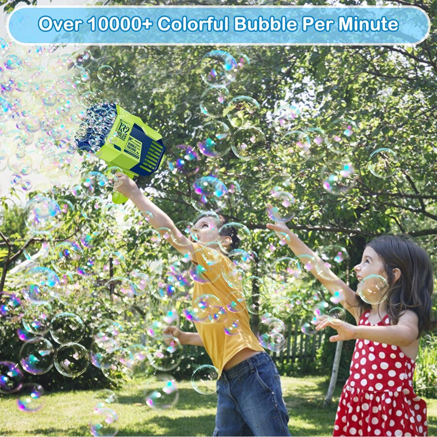 132 Holes Automatic Bubble Machine Racket Launcher For Kids
