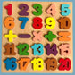 Wooden Alphabet Numbers & Animals Puzzle Block Board