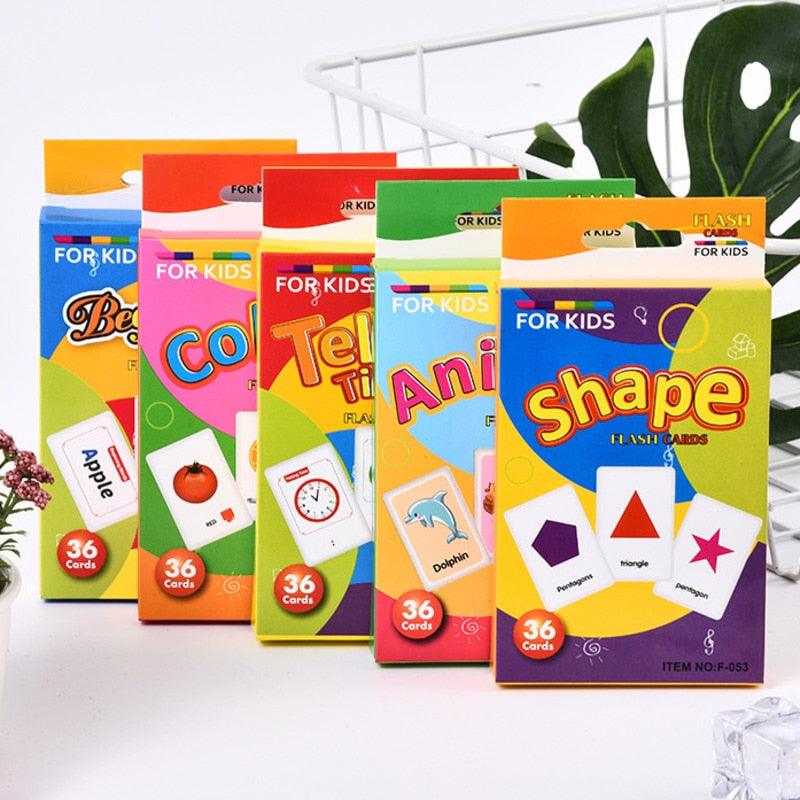 Kids Montessori Learning English Words Card Pocket Flash Cards