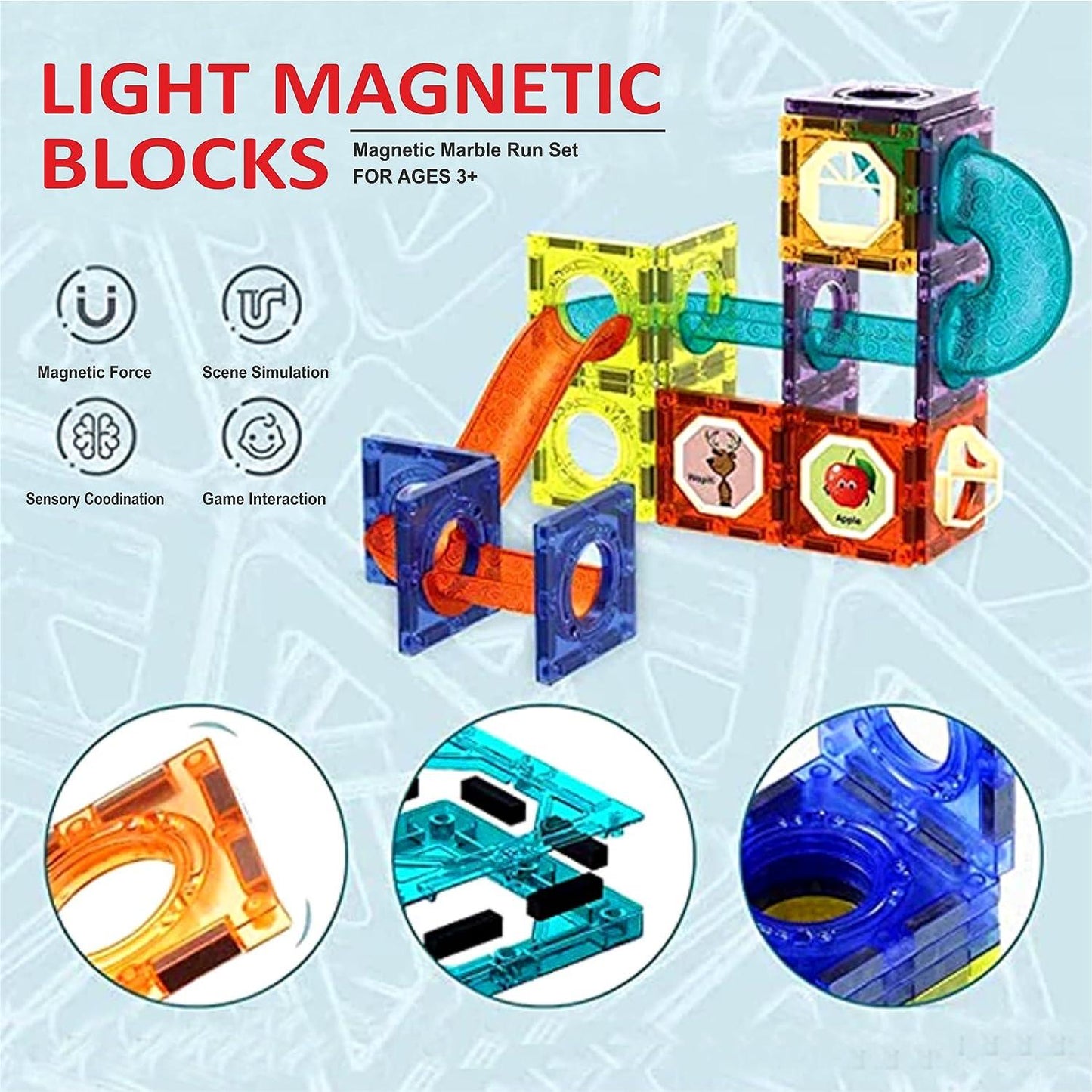 STEM Light Magnetic Blocks 49pcs Learning Toy For Kids