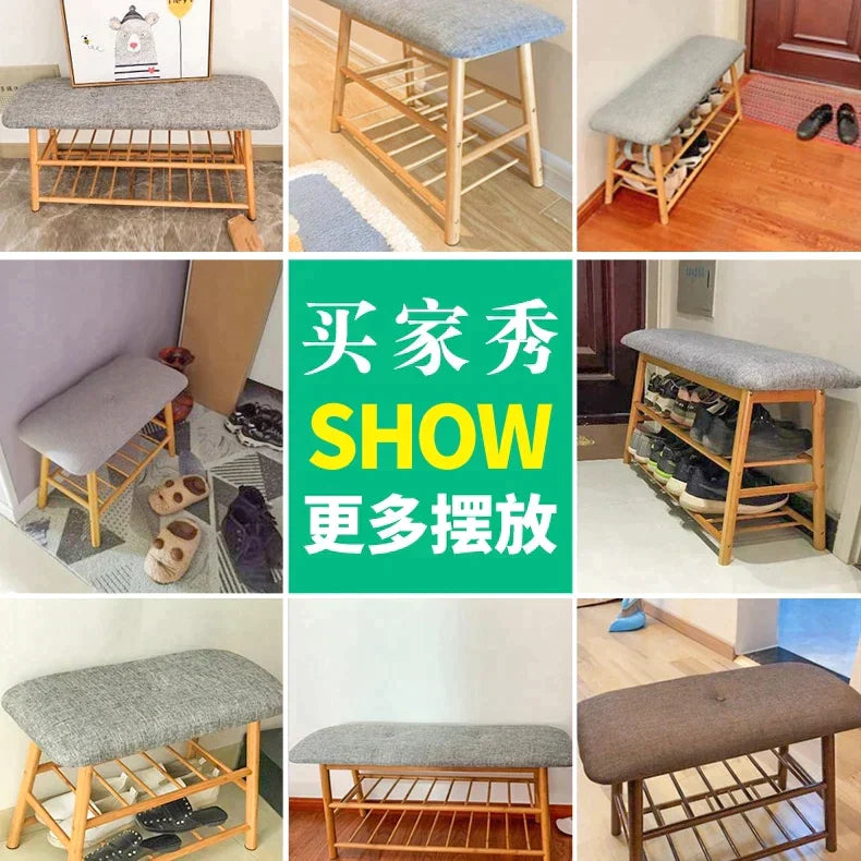 Wooden Shoe Rack With Iron Stand