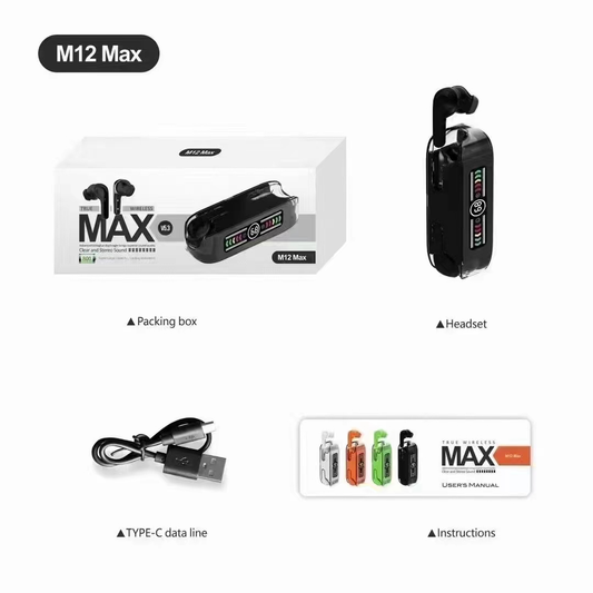 M12 MAX Earbuds In-Ear Headphones Wireless Earhook Earbuds Earphone earpod