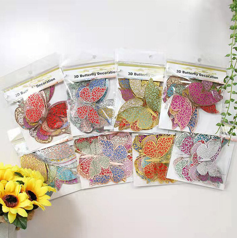 12pcs Colorful Butterflies Wall Stickers Living Room Wall Decorations 3D Butterfly Sticker Wedding Birthday Party DIY Decor