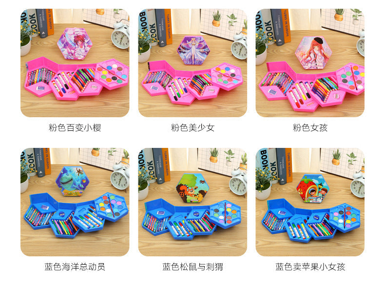 46-piece practical student painting stationery set gift box and girls cute stationery set for kid gift paint school supplies 46PCS